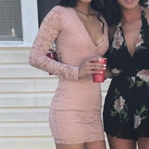 Light Pink/Mauve Longsleeve Lace Dress